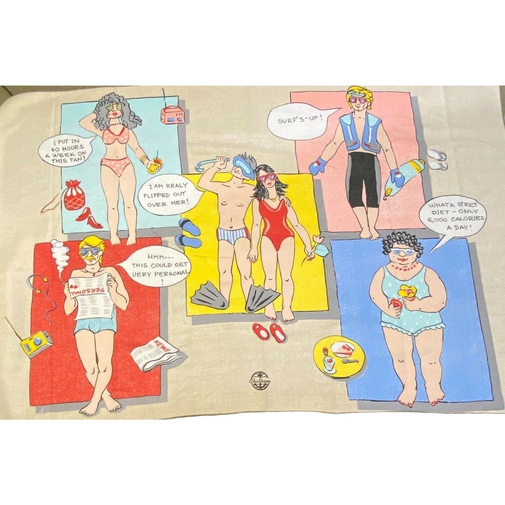 Vintage Chatham Blanket Beach Theme‎ Comic Speech Bubbles 60" x 90" USA